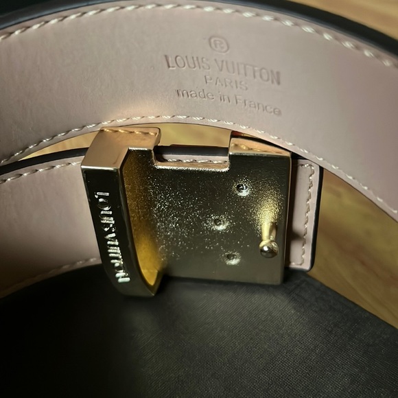 Louis Vuitton Leather Belt Gold LV initials brown LV monogram 36/90 - Picture 3 of 3